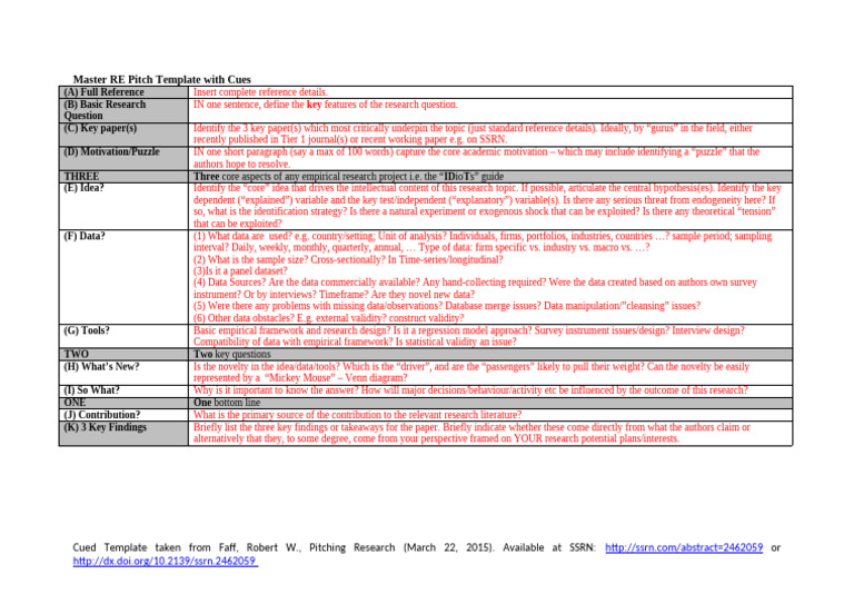 Master Research Pitch Template Guide | PDF | Data | Scientific Method