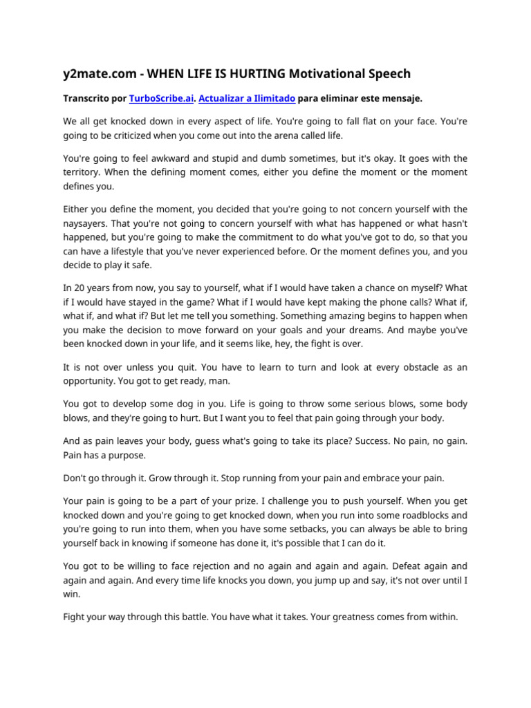 When Life Is Hurting Motivational Speech Pdf