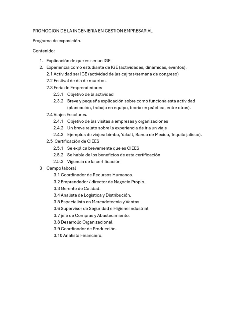 Programa PROM Ige | PDF | Business | Calidad (comercial)