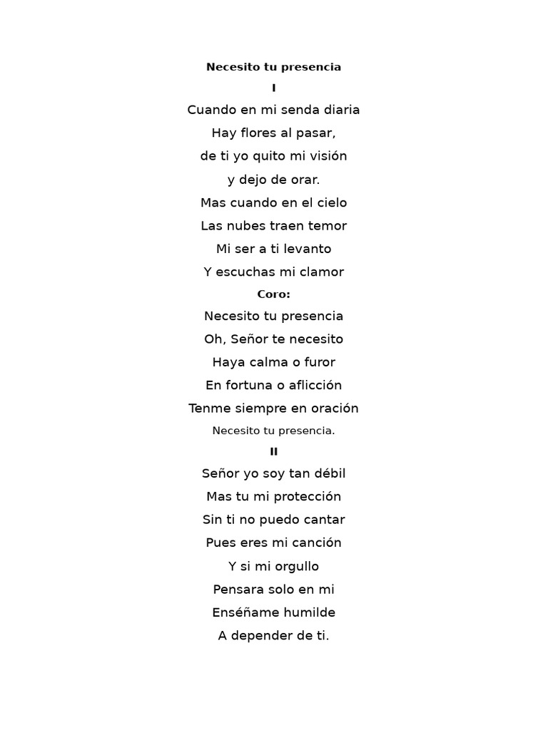 Necesito Tu Presencia | PDF