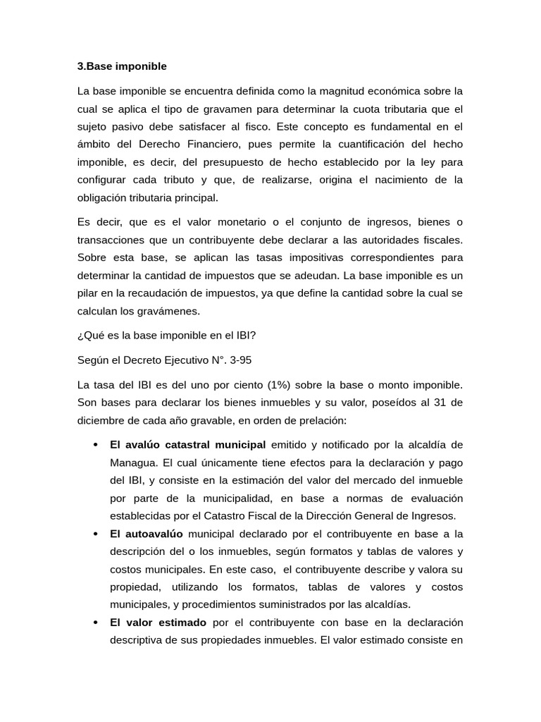 Base Imponible y IBI: Conceptos Clave | PDF | Impuestos | Economias
