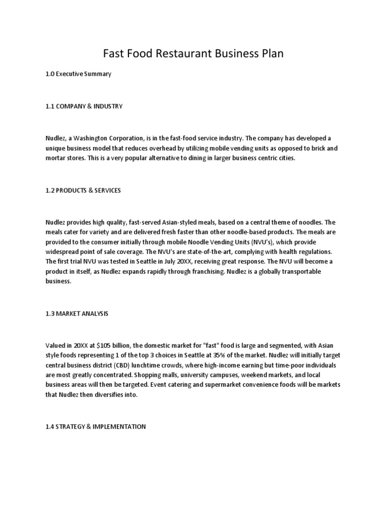 one-page-executive-for-fast-food-restaurant-business-plan-presentation