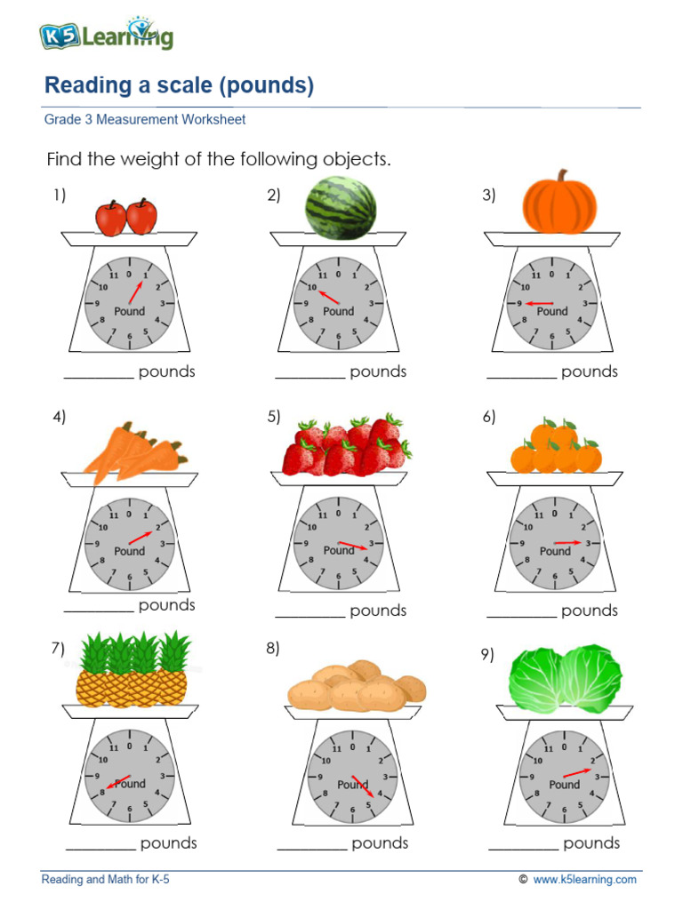 Grade 3 Weighing Scale Worksheet | PDF