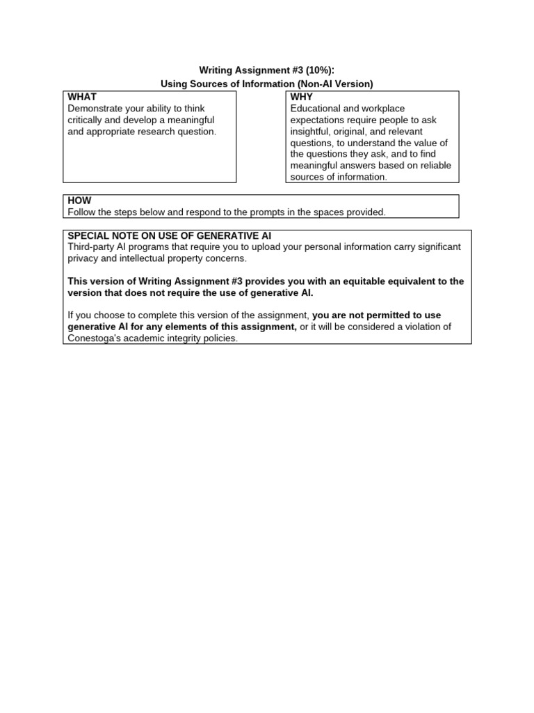 Writing Assignment 3 Non AI Template | PDF | Citation | Wikipedia