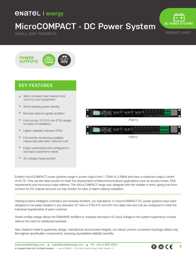 MicroCOMPACT Product Sheet v1.0 | PDF | Direct Current | Rectifier