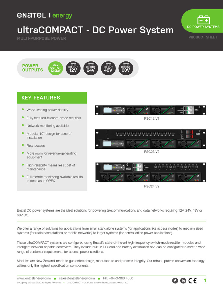 ultraCOMPACT DC Power System Product Sheet - v1.0 | PDF | Rectifier ...
