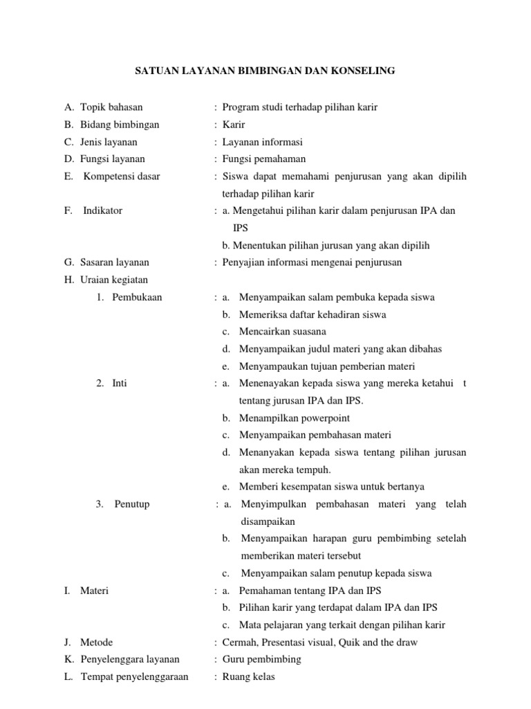 Satlan Bk Karir Satuan Layanan Bimbingan Dan Konseling