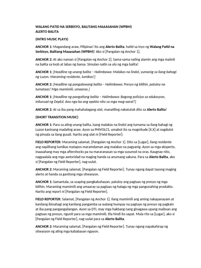 TV Broadcasting Draft Script | PDF