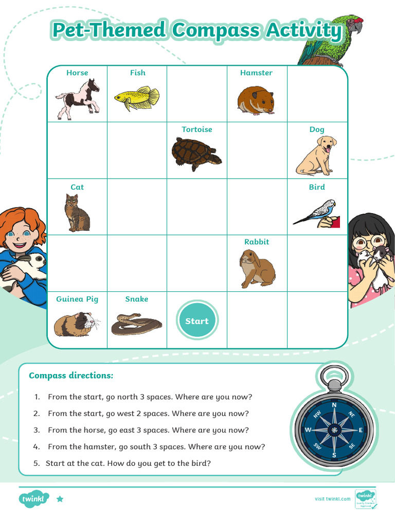 Pet-Themed Compass Activity | PDF | Zoology | Animals And Humans