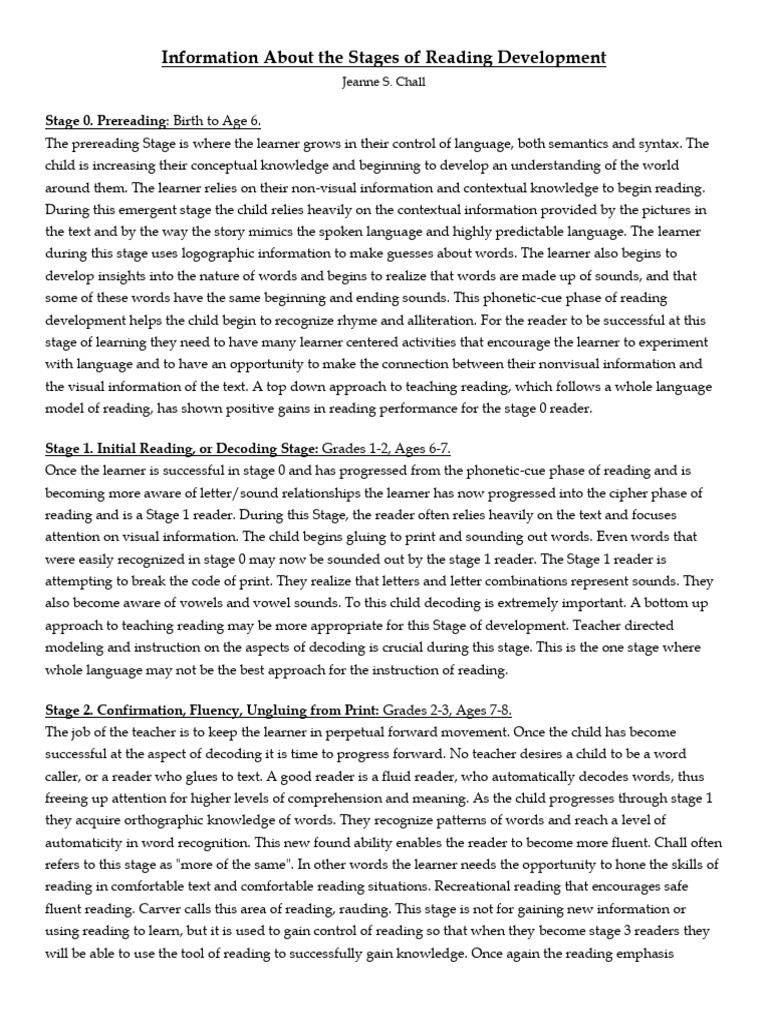 Information About The Stages of Reading Development | PDF | Reading ...