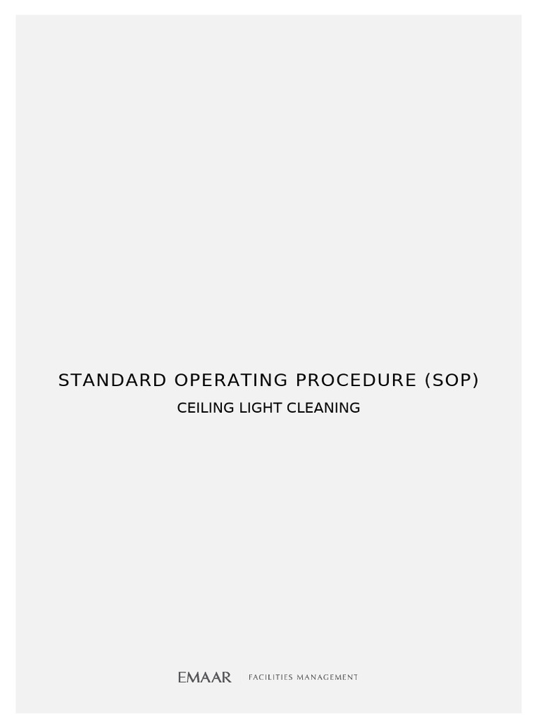 Ceiling Light Cleaning SOP for DHM | PDF | Emergency | Personal ...
