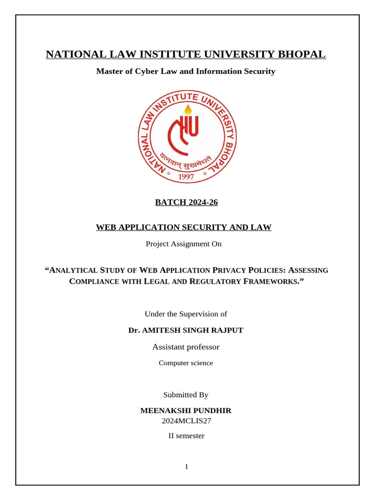 Web Application Security and Law Project | PDF | Computer Security ...