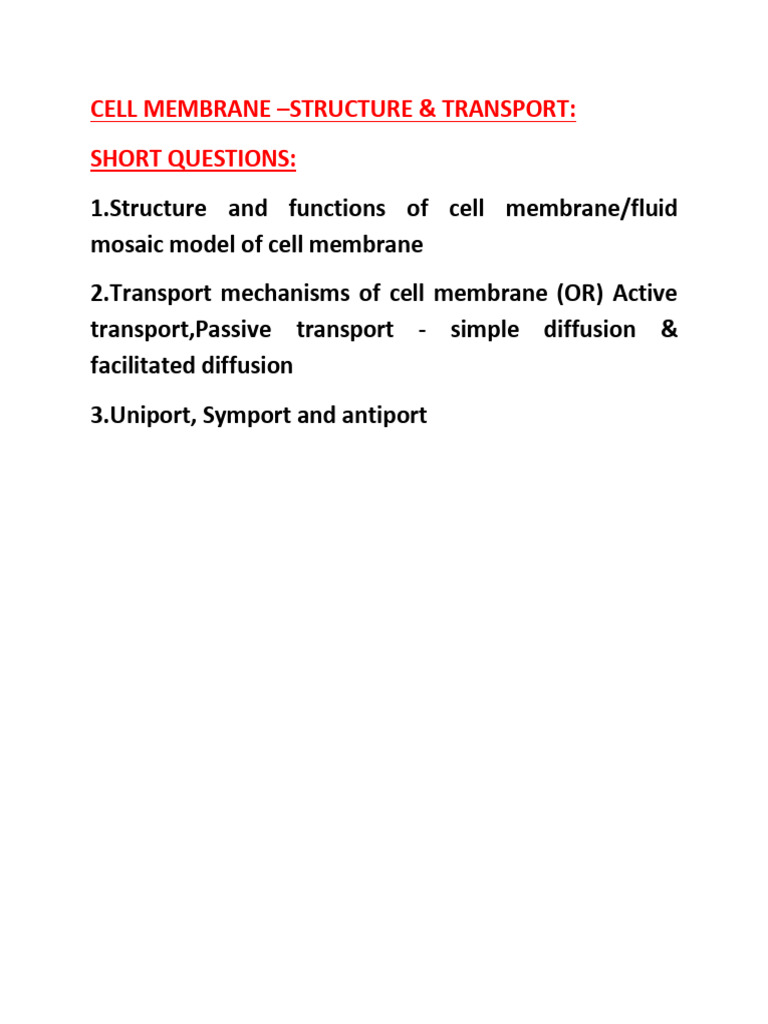 Cell Membrane Structure & Transport Methods | PDF