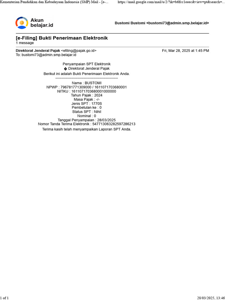 bukti spt pak bus | PDF