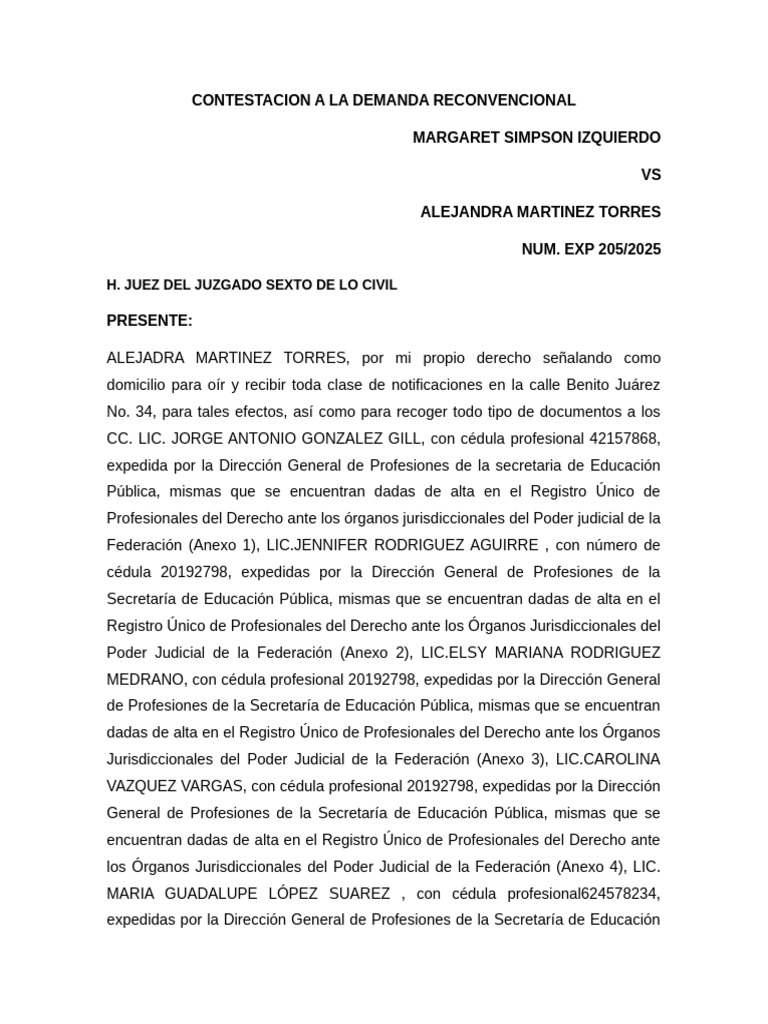 Contestación a Demanda Reconventional | PDF | Posesión adversa | Propiedad