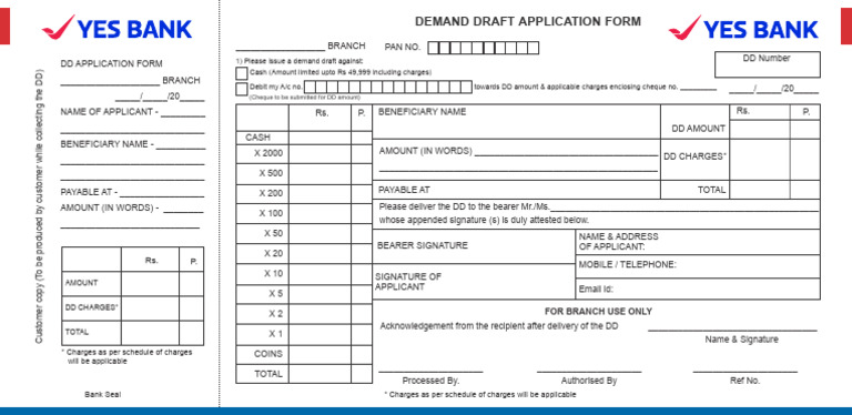 Demand Draft Application Form | PDF | Cheque | Banking