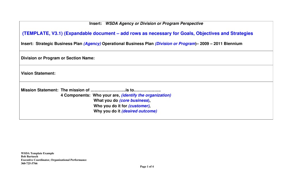 WSDA Strategic Business Plan Template | PDF | Career & Growth | Business