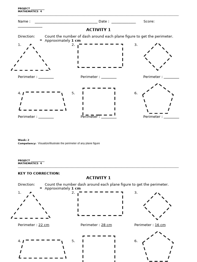 Perimeter Calculation Activity for Grade 4 | PDF