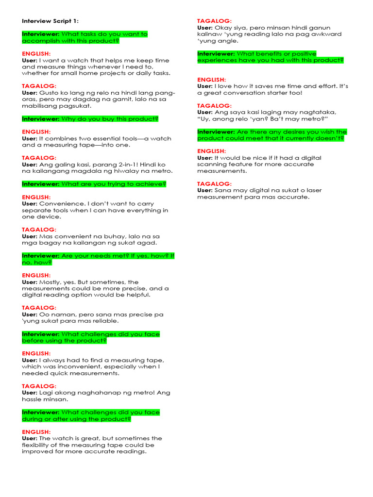 Interview Script 1 | PDF