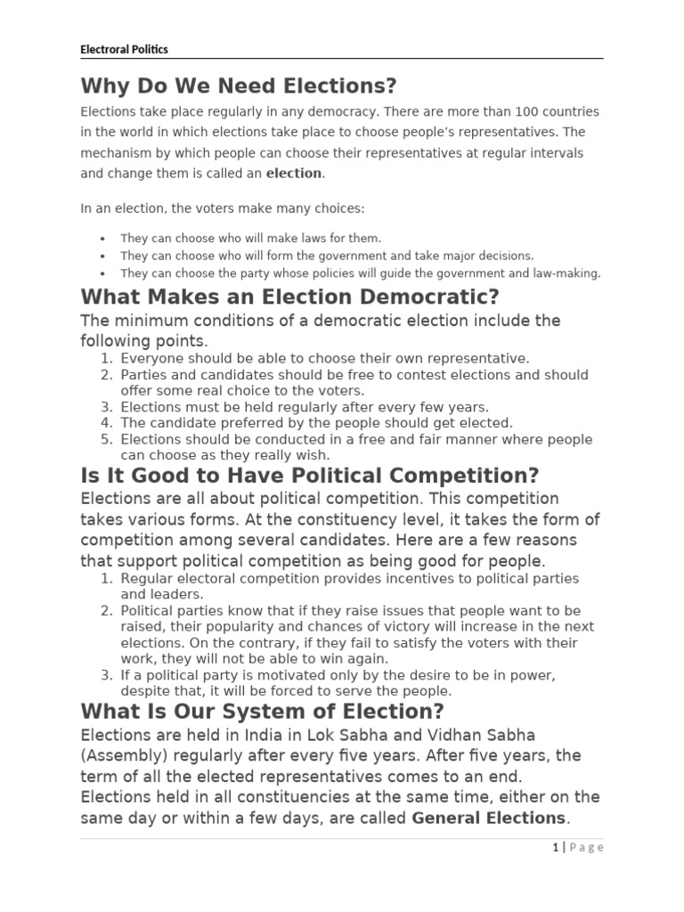 Understanding Democratic Elections in India | PDF | Elections ...