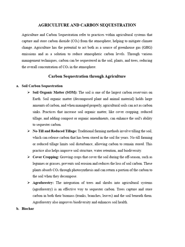 Agriculture and Carbon Sequestration | PDF | Carbon Sequestration | Soil