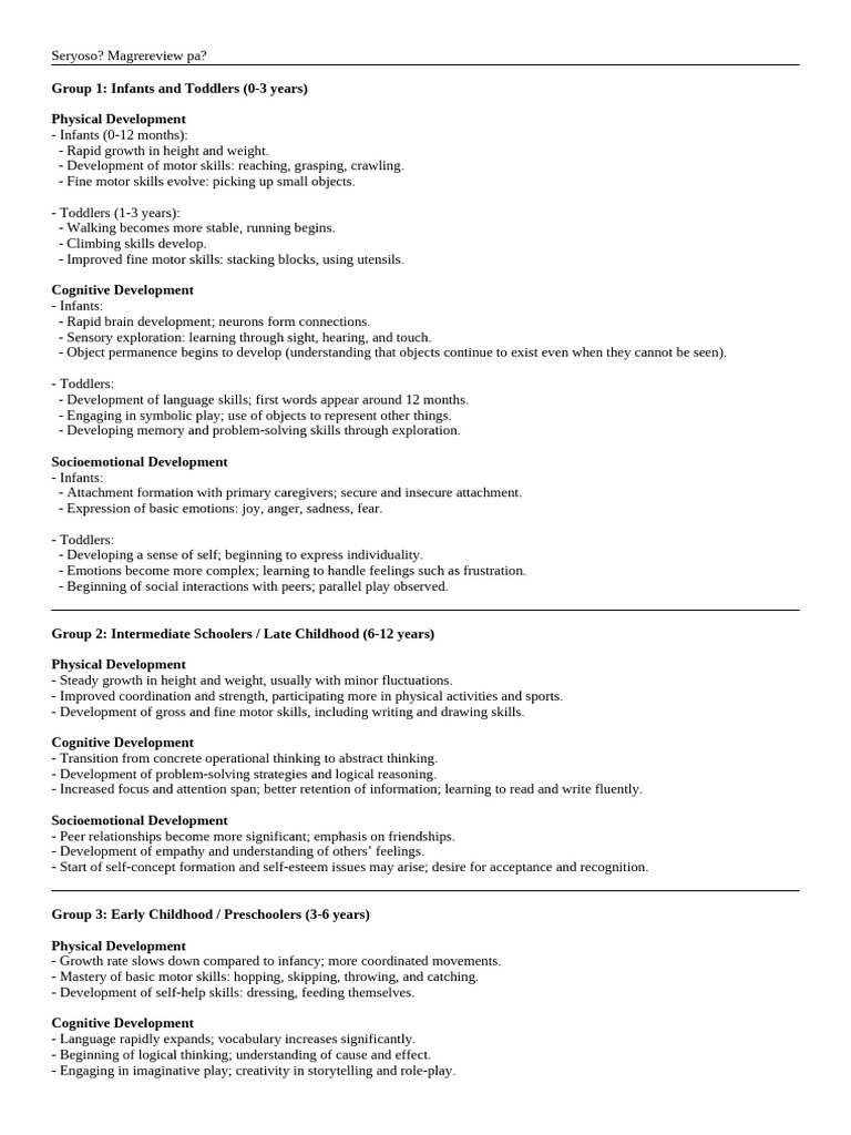 Child Development Stages Overview | PDF | Developmental Psychology ...
