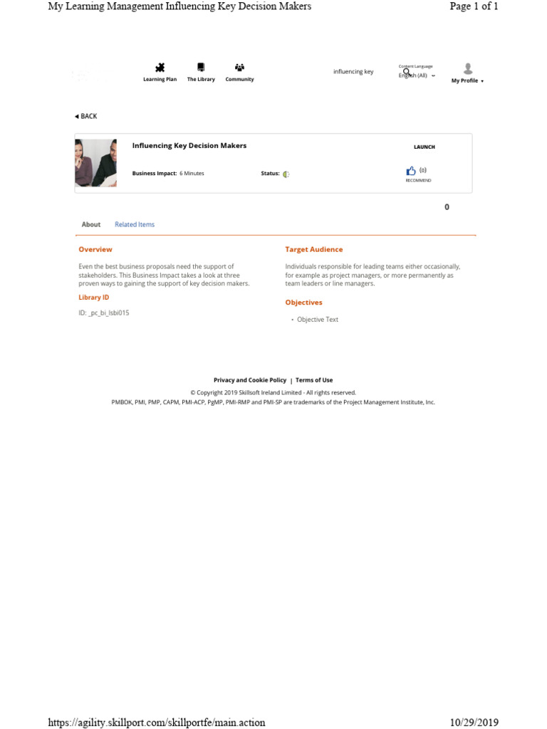 About - Influencing Key Decision Makers (Business Impact) | PDF