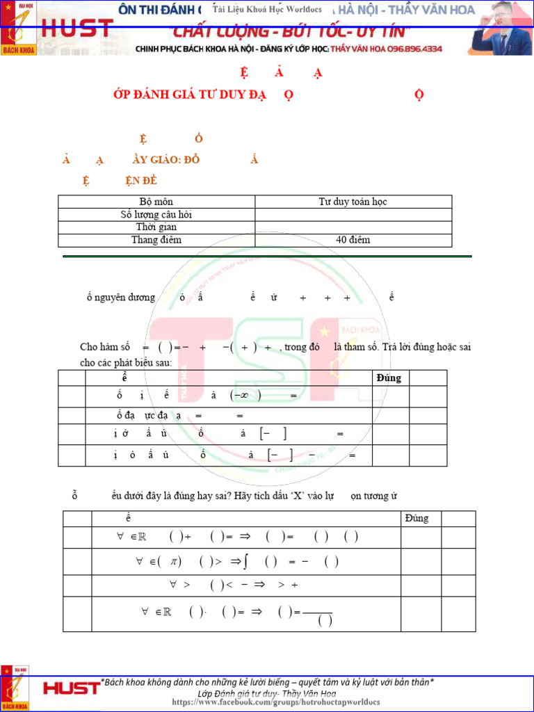 LUYỆN ĐỀ 02 - TSA 2025 - TOÁN | PDF
