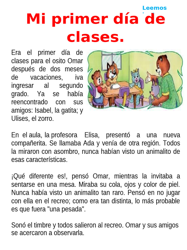 Mi primer día de clases con Omar | PDF