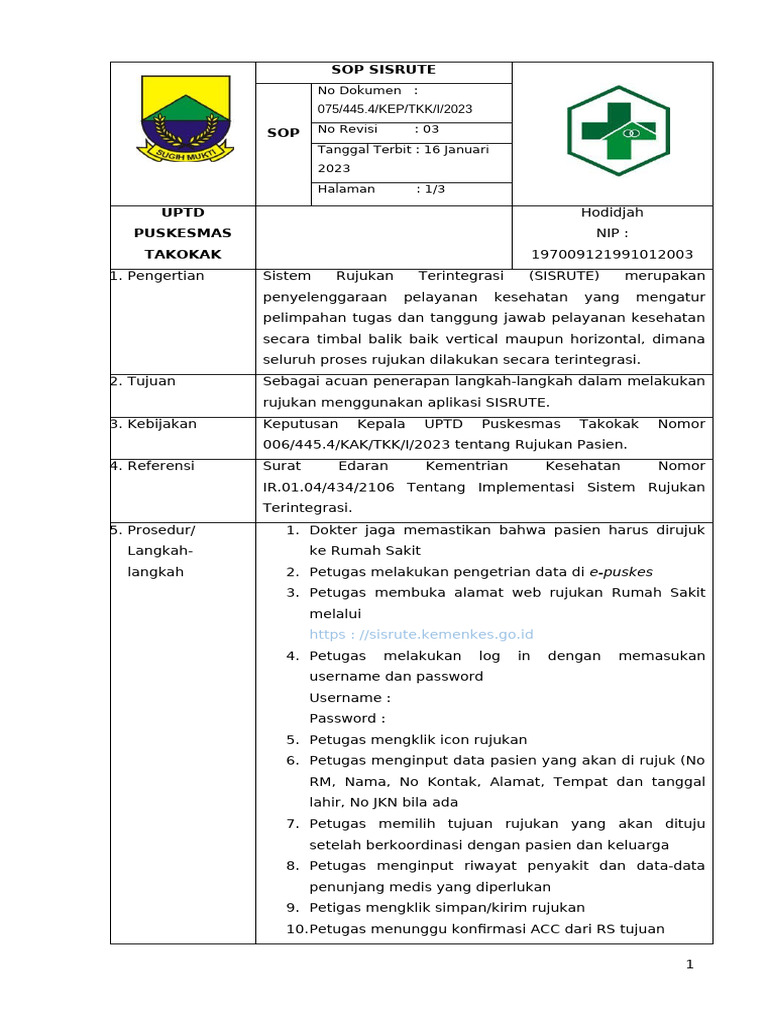 Sop Sisrute | PDF
