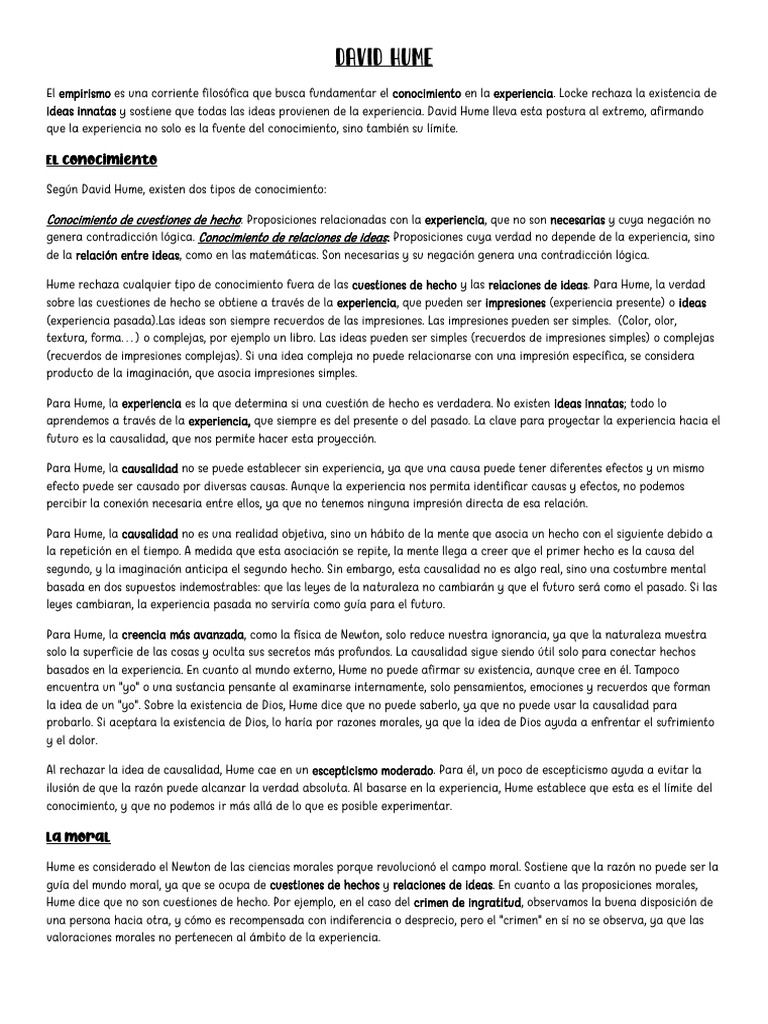 4) Hume | PDF | David Hume | Experiencia
