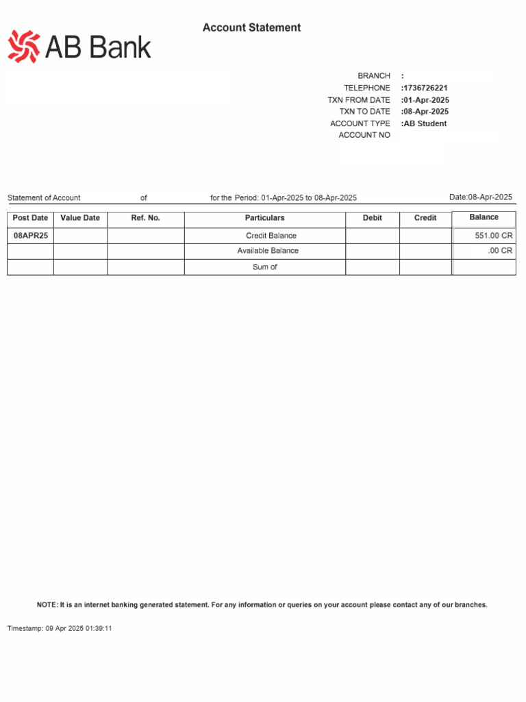 Ab Bank Statement | PDF | Financial Services | Accounting