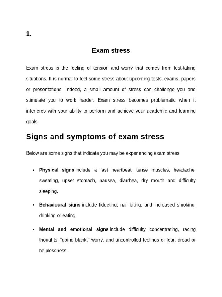 Manage Exam Stress Effectively | PDF | Anxiety | Stress (Biology)