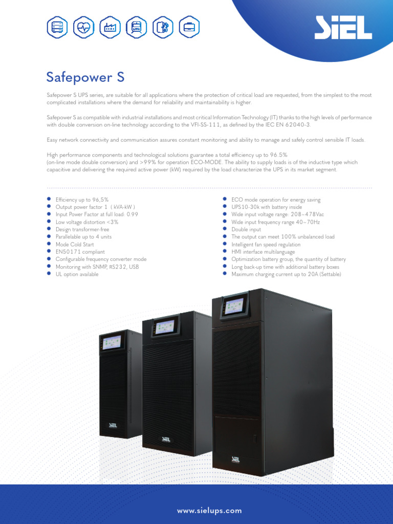 Safepower S UPS Series Overview | PDF | Electronics | Manufactured Goods