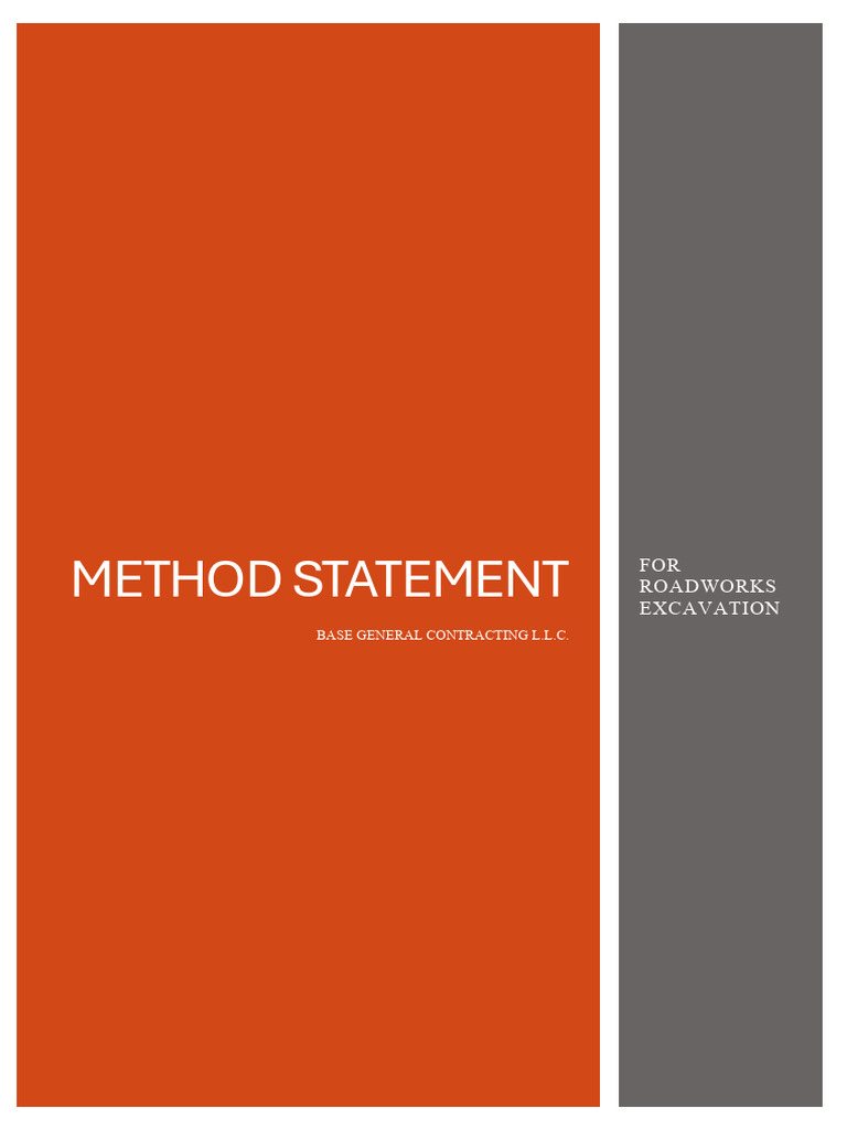 Method Statement for Roadworks Excavation | PDF | Occupational Safety ...