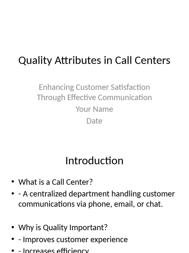 Key Quality Attributes for Call Centers | PDF | Communication ...
