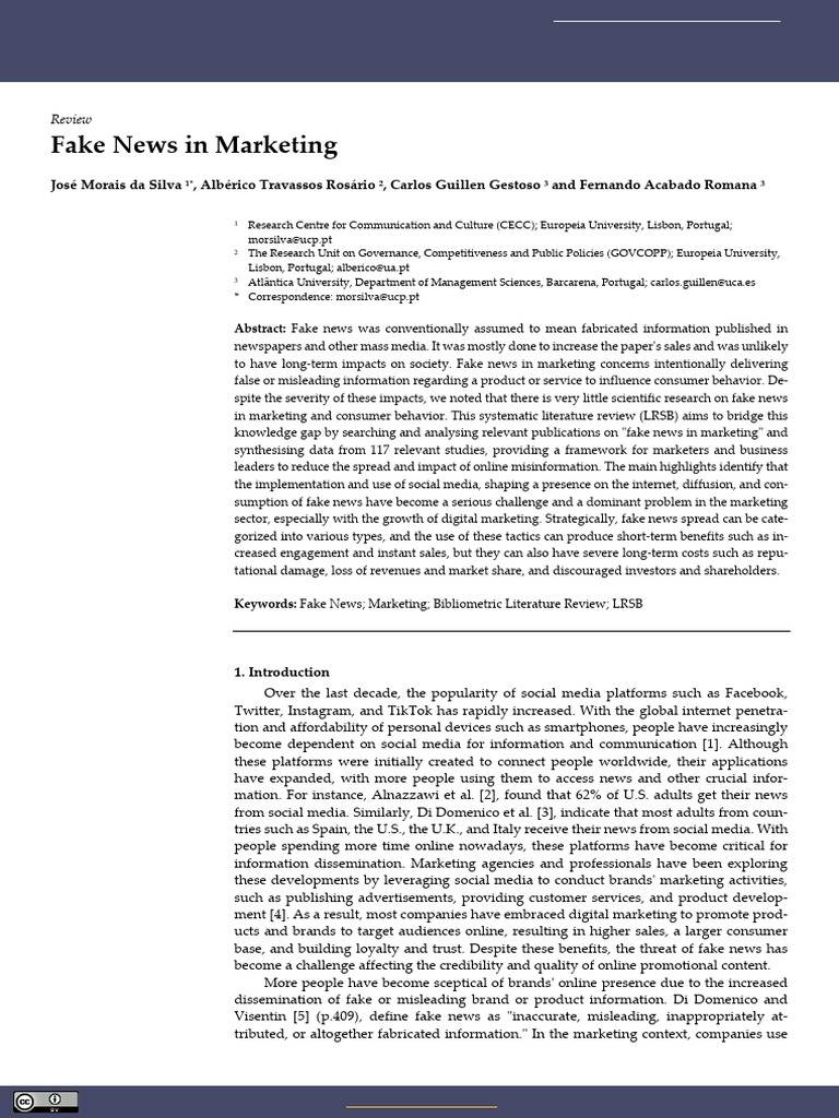 Fake News in Marketing | PDF | Methodology | Systematic Review