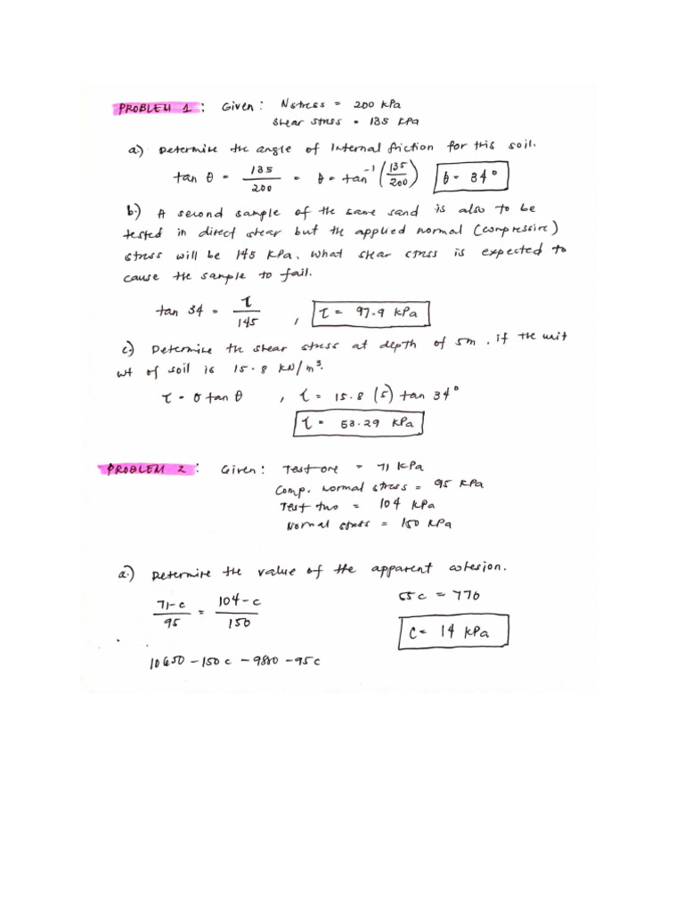 Sample Problem W Solution Soil Mechanics 8 Pdf
