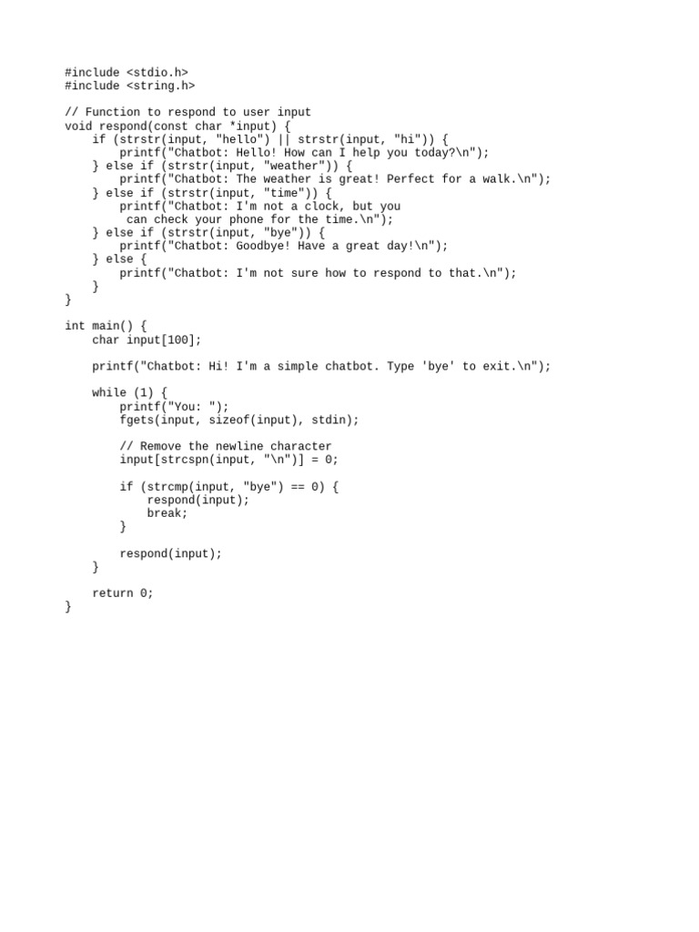 Simple Chatbot Response Function | PDF