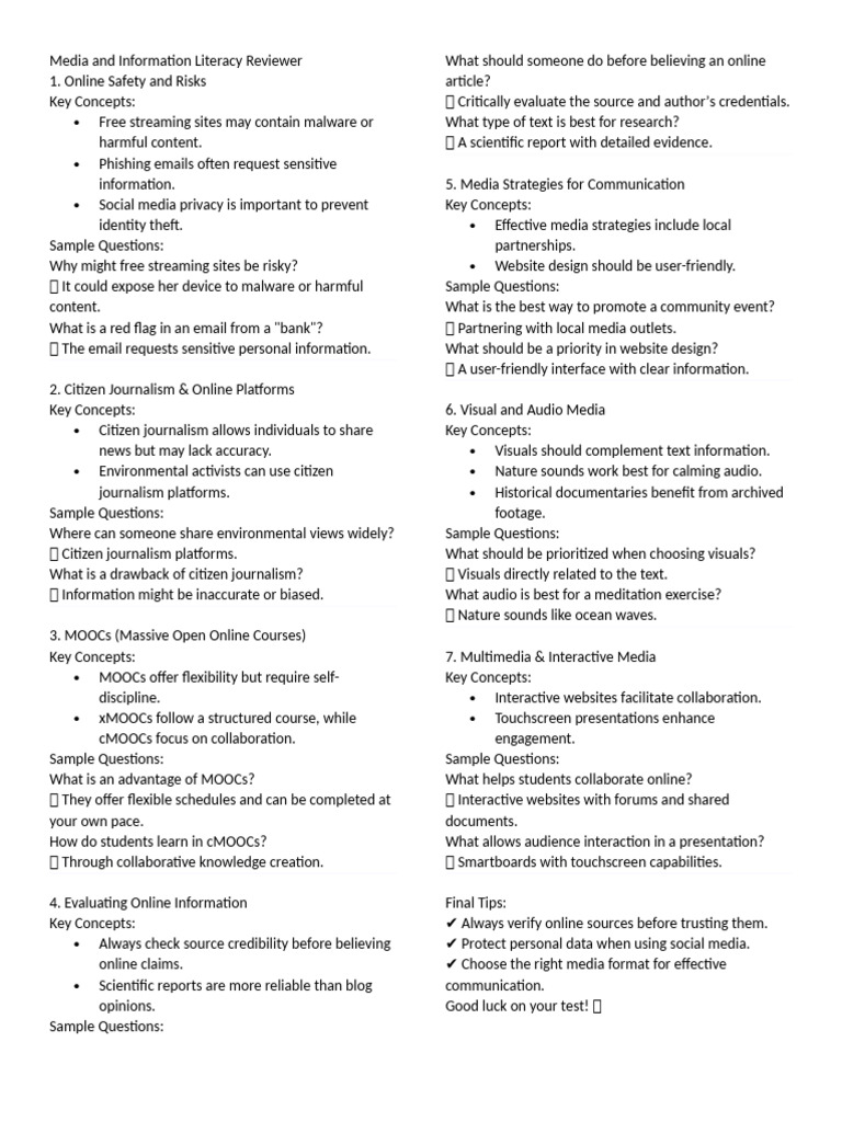 Media Literacy: Online Safety & Strategies | PDF | Massive Open Online ...