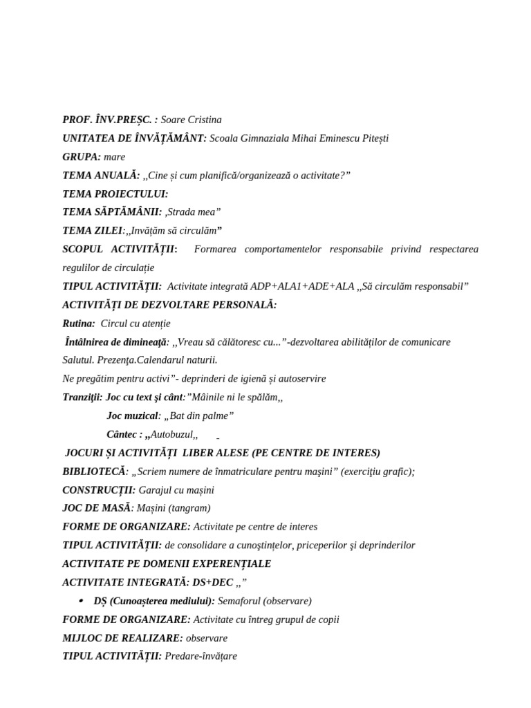 Proiect ,,circulam Corect | PDF