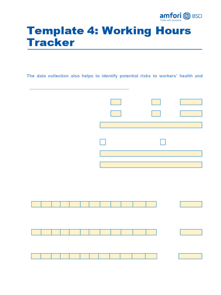 amfori BSCI Working Hours Tracker Template | PDF