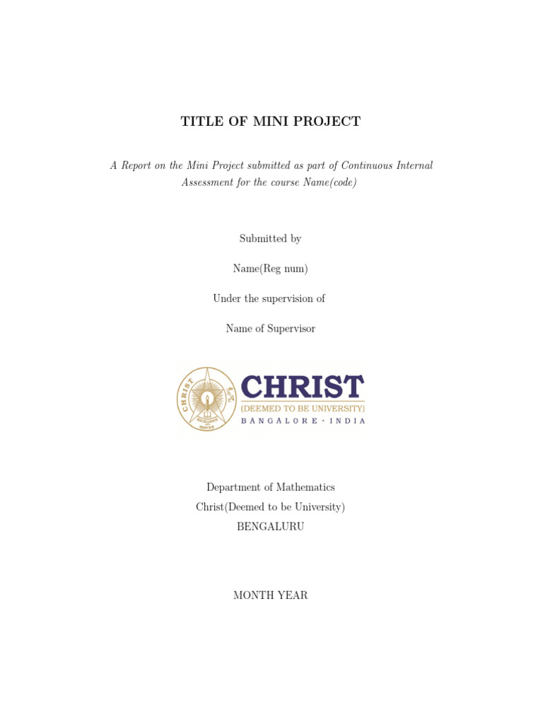 Mini Project Report Front Page Design | PDF