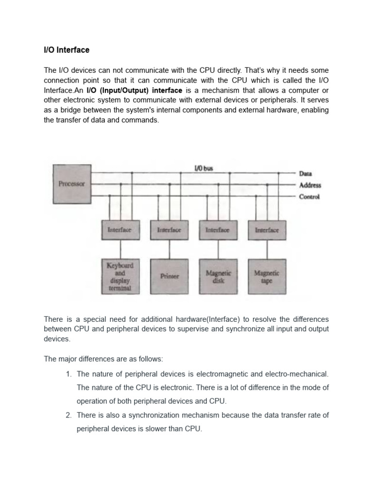 I/O Interface and Data Transfer Methods | PDF | Input/Output | Office ...
