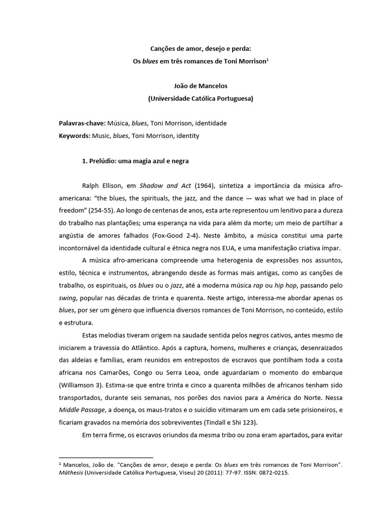 Cancoes de Amor Desejo e Perda | PDF | Blues | Família