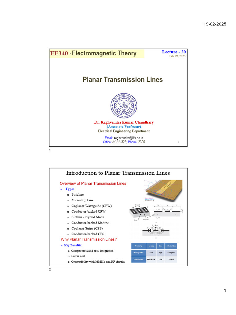 Planar Transmission Lines Overview | PDF | Transmission Line ...