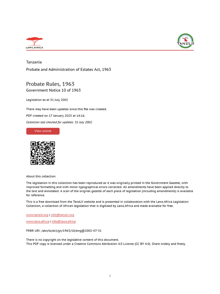 Tanzania Probate Rules Overview | PDF | Will And Testament | Property Law