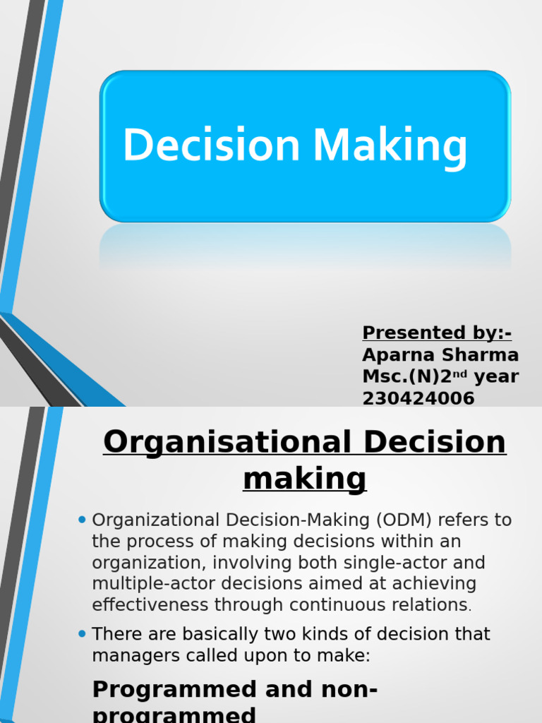 Organizational Decision-Making Process | PDF | Decision Making | Social ...