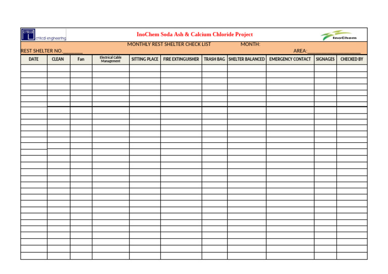 Monthly Shelter Safety Checklist | PDF