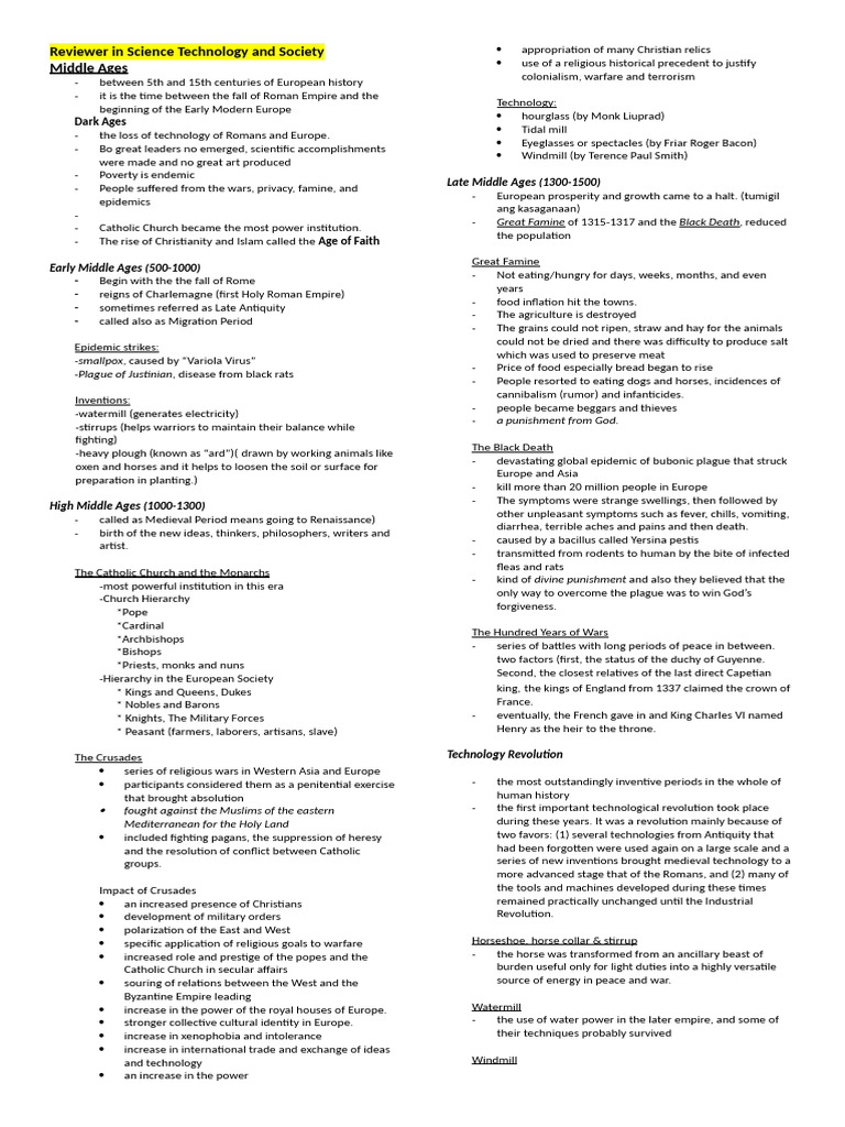 Reviewer MIDTERM in Science Technology and Society | PDF | Tycho Brahe ...